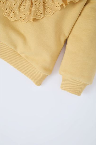 Sweatshirt à col rond et intérieur doux pour bébé fille