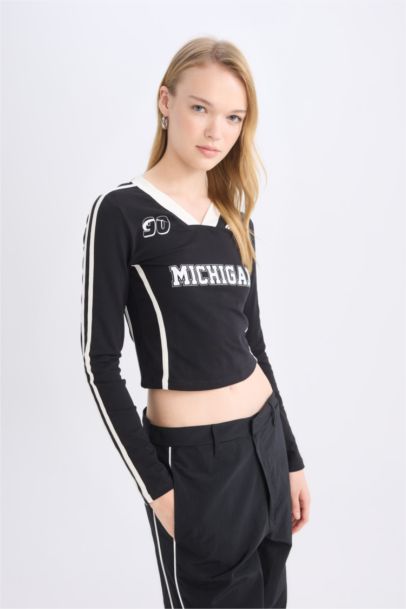 T-Shirt à Manches Longues en tricot Coupe Slim