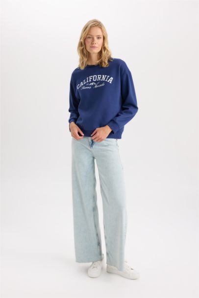 سويت شيرت قصة مريحة برقبة مستديرة