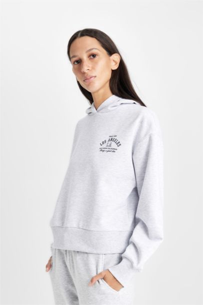 Sweat à Capuche imprimé en tissu épais à coupe régulière