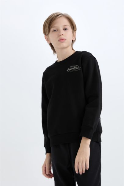 Avatar the Last Airbender Bisiklet Yaka İçi Yumuşak Tüylü Sırt Baskılı Sweatshirt Erkek Çocuk