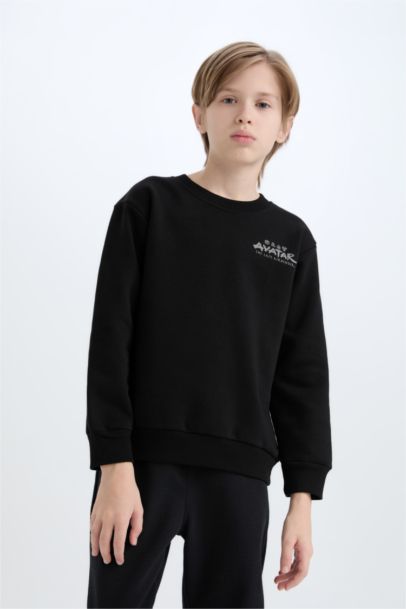 Avatar the Last Airbender Bisiklet Yaka İçi Yumuşak Tüylü Sırt Baskılı Sweatshirt Erkek Çocuk