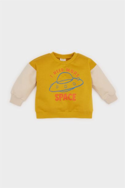 Sweatshirt fin imprimé à Col Rond et Coupe Régulière pour Bébé Garçon