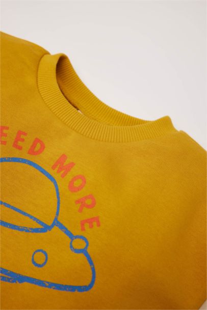 Sweatshirt fin imprimé à Col Rond et Coupe Régulière pour Bébé Garçon