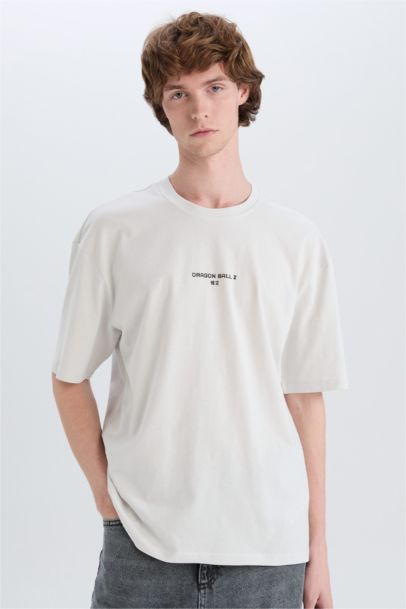 تيشيرت قطن نص كم أوفر سايز بطبعة من الخلف