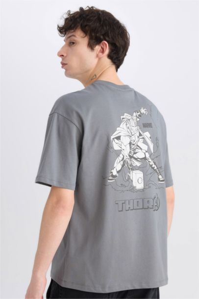 Boxy Fit Marvel Licensed Crew Neck Printed Short Sleeve T-Shirt