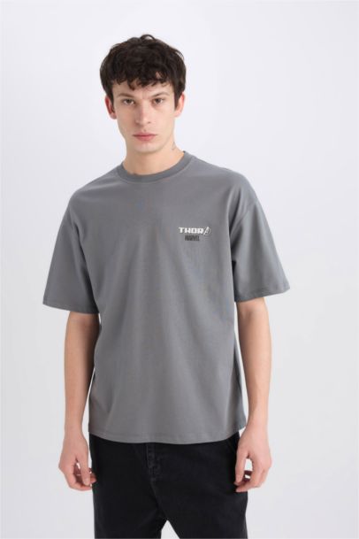 Boxy Fit Marvel Licensed Crew Neck Printed Short Sleeve T-Shirt