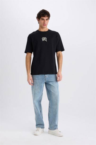 تيشيرت قطن أوفر سايز مطبوع برقبة مستديرة من ستار وورز