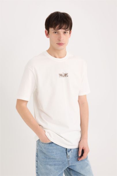 Boxy Fit Crew Neck Printed Short Sleeve T-Shirt