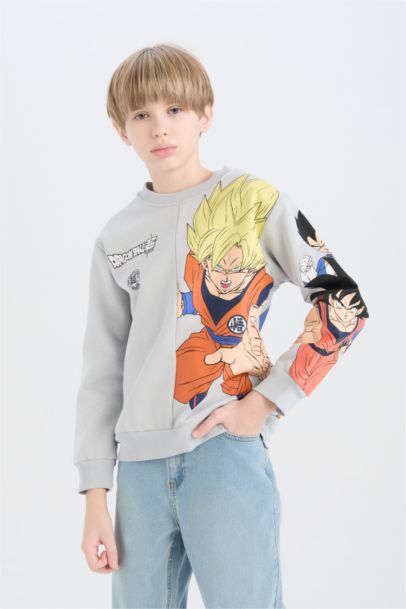 Erkek Çocuk Dragon Ball New Bisiklet Yaka Sırt Baskılı Sweatshirt