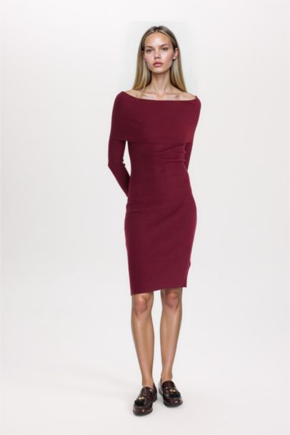 Платье с длинными рукавами Fitted с открытыми плечами