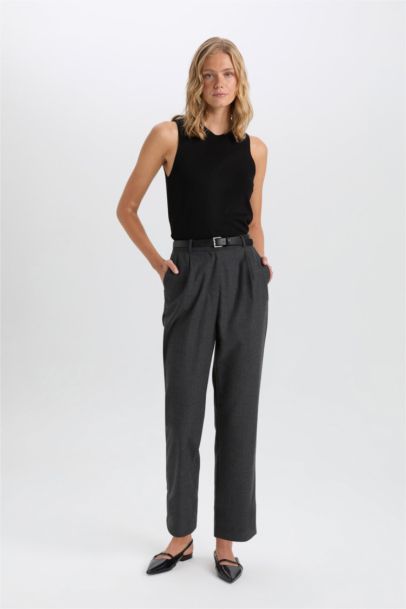 Wide Leg Kışlık Pantolon Yüksek Bel Düz Paça