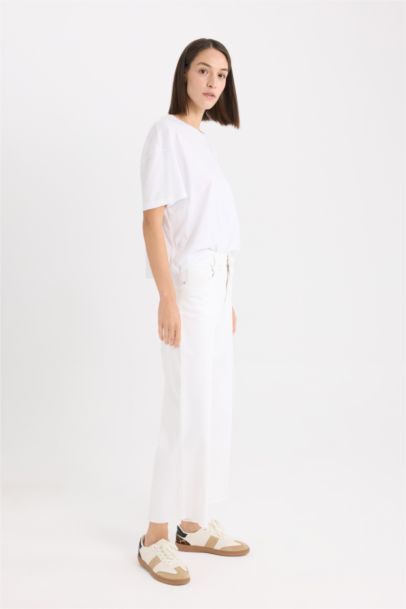 Culotte Fit Wide Leg Gabardine Trousers