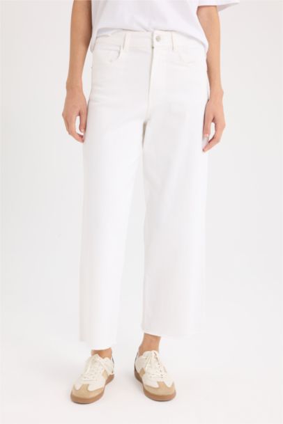 Culotte Fit Wide Leg Gabardine Trousers