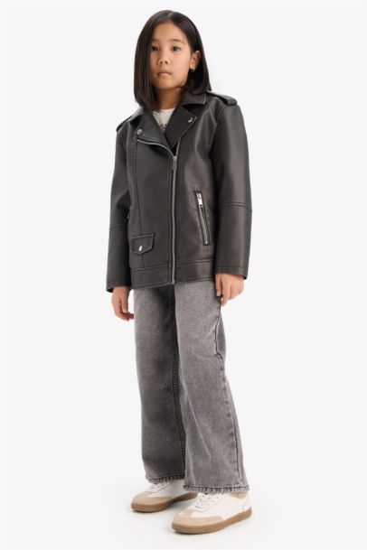 جاكيت بناتي جلد صناعي وتر بروف بسوسته