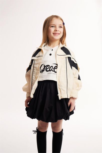 Su Geçirmez Kapüşonlu Fermuarlı Cepli Yağmurluk Kız Çocuk