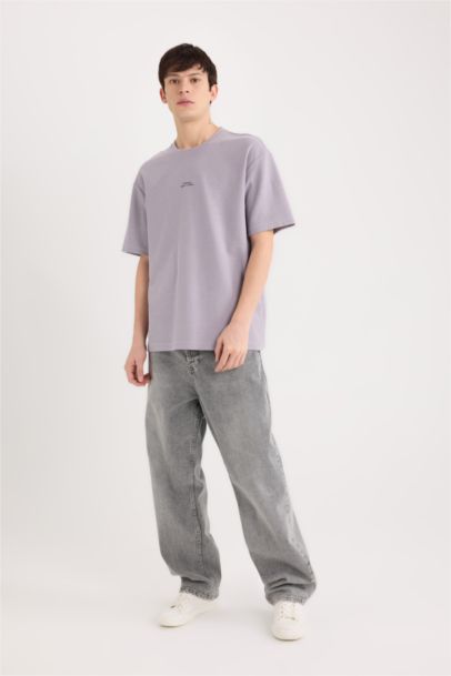 تيشيرت نص ردن اوفر سايز بياخة مستديرة