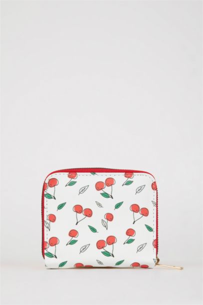 Kadın Kiraz Desenli Suni Deri Cüzdan