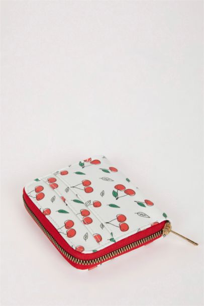 Kadın Kiraz Desenli Suni Deri Cüzdan