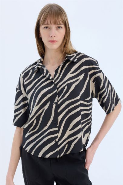 Oversize Fit Shirt Collar modal Short Sleeve Shirt