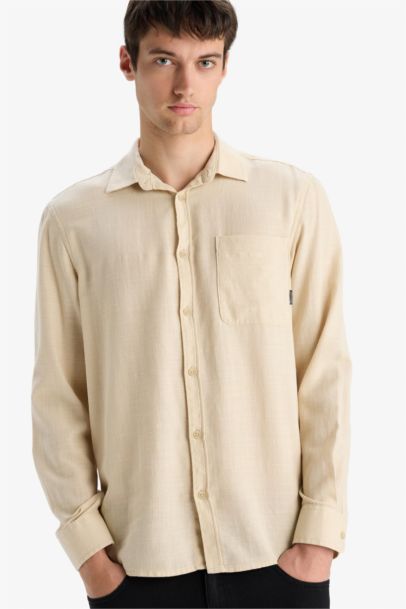 Chemise en coton manches longues Coupe régulière