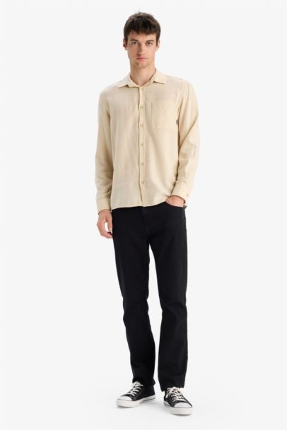 Chemise en coton manches longues Coupe régulière
