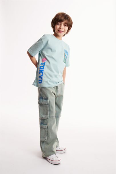 Beli Lastikli Kargo Cepli Düz Paça Jean Pantolon Erkek Çocuk