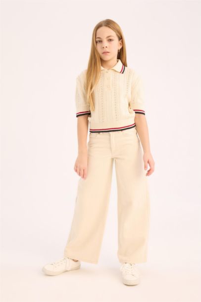 Wide Leg Geniş Paça Pamuklu Pantolon Kız Çocuk