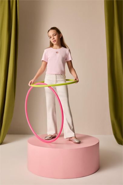 Flare Fit İspanyol Paça Pamuklu Jean Pantolon Kız Çocuk