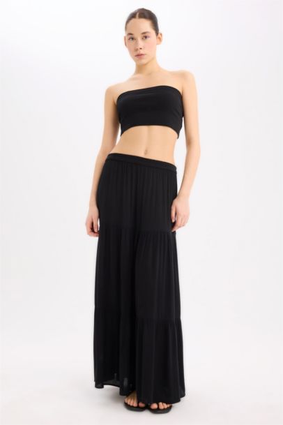 Юбка-макси А-силуэта из вискозы с хлопковой подкладкой с обычной посадкой на талии