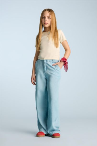 Wide Leg Geniş Paça Jean Pantolon Kız Çocuk