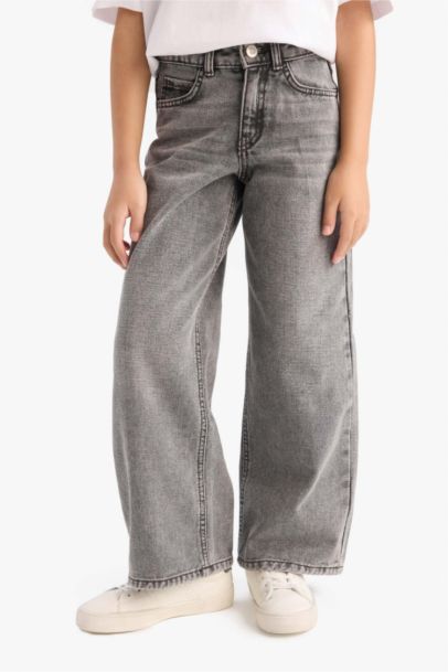 Wıde Leg Geniş Paça Jean Pantolon Kız Çocuk