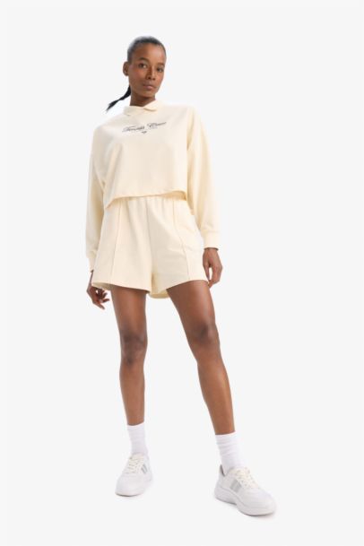 DeFactoFit Oversize Fit Polo Collar Slogan Printed Sports Sweatshirt