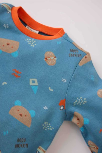 طقم بيجاما بيبي اولادي قصة عادية بطبعة دب - قطعتين