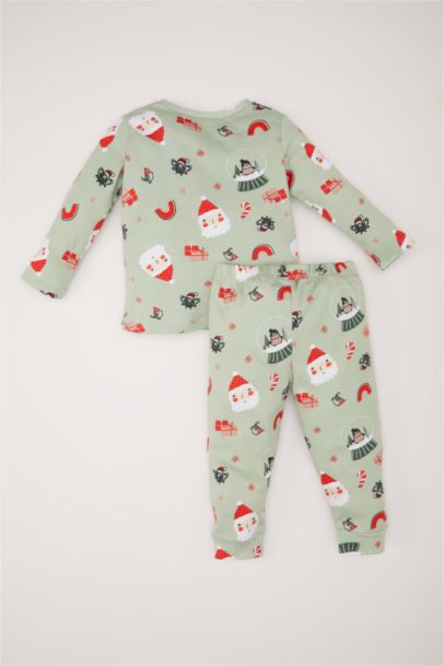 بيجامة الكريسماس للبنات برقبة مستديرة من قطعتين