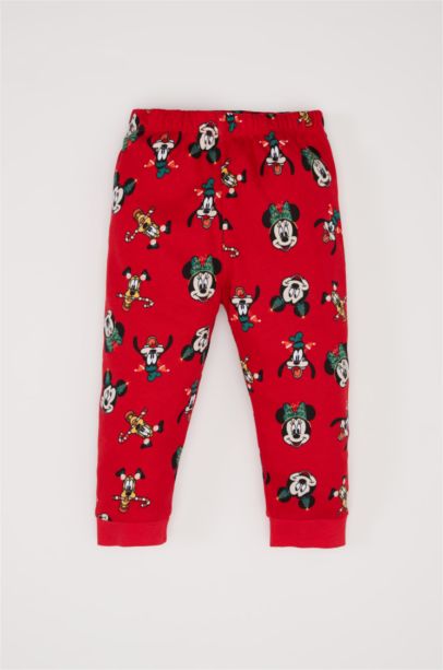 Disney Mickey & Minnie Yılbaşı Temalı Pijama Takımı Uzun Kollu Üst Beli Lastikli Alt Kız Bebek