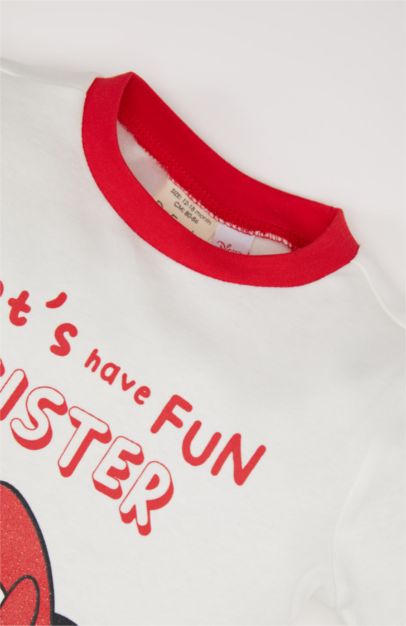 Disney Mickey & Minnie Yılbaşı Temalı Pijama Takımı Uzun Kollu Üst Beli Lastikli Alt Kız Bebek