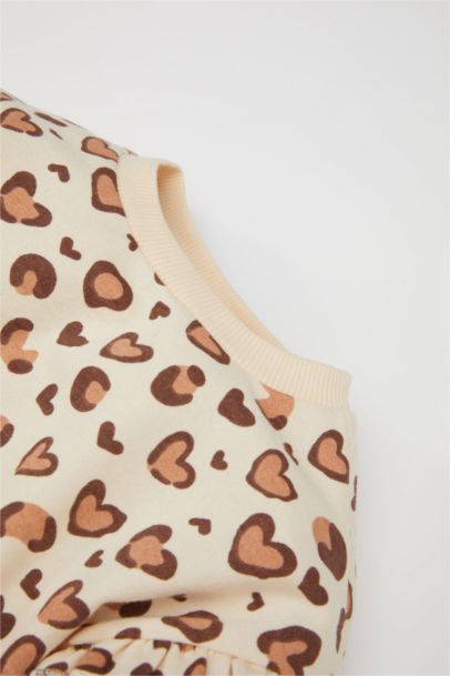 Sweat-shirt fin à motif Léopard à Col Rond et intérieur doux pour bébé Fille