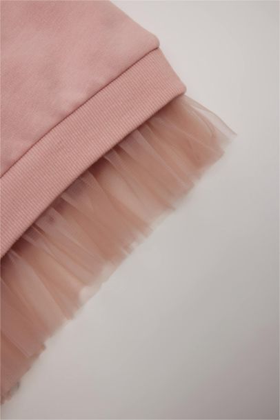 Sweatshirt à col rond avec imprimé avec détails au bas du sweat pour bébé fille