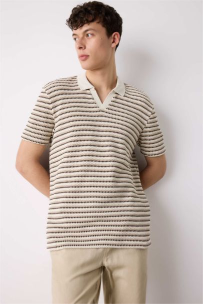 Regular Fit Striped Short Sleeve Polo T-Shirt
