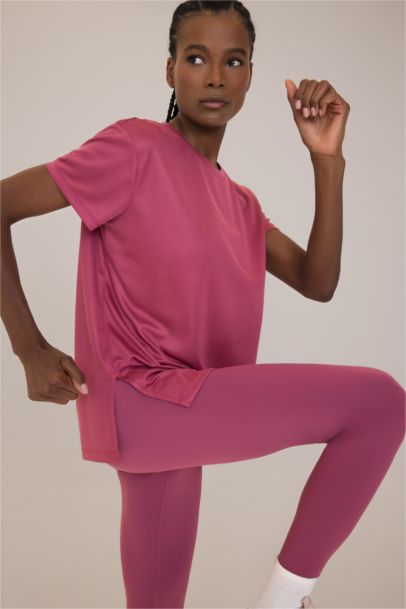 Oversıze Bisiklet Yaka Sporcu Kısa Kollu Tişört