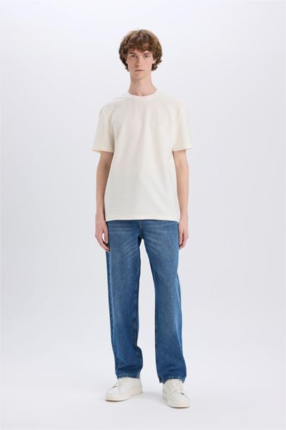 بنطلون قطن باجي فيت برجل عادي وتأثير باهت