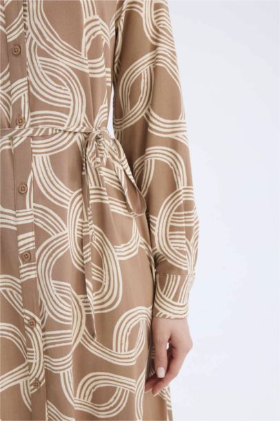 Shirt Collar Printed Viscose Dress