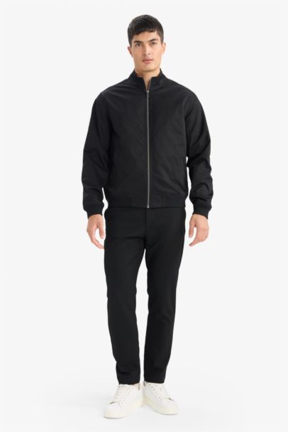 جاكيت سليم فيت بياقة عالية مبطن