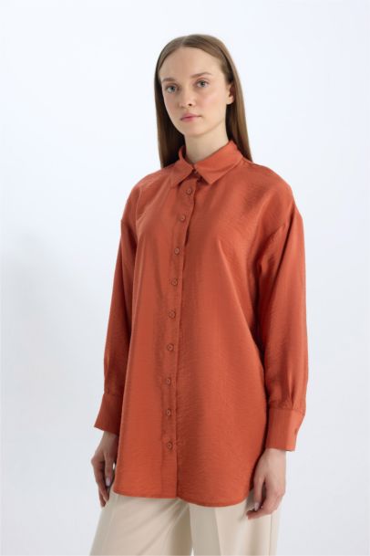 Relax Fit Basic Long Sleeve Shirt Tunic