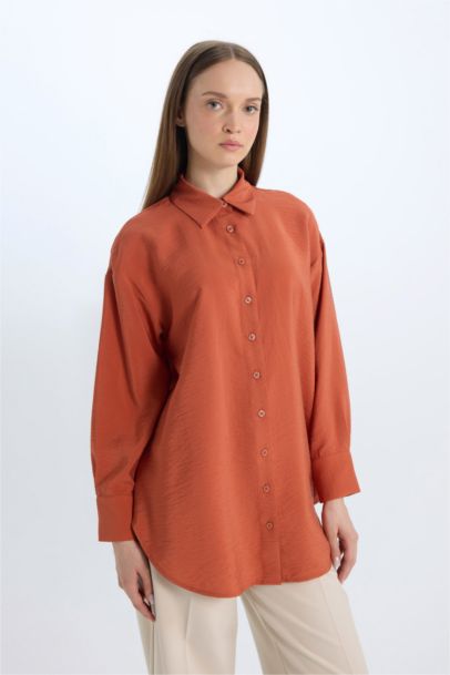 Relax Fit Basic Long Sleeve Shirt Tunic