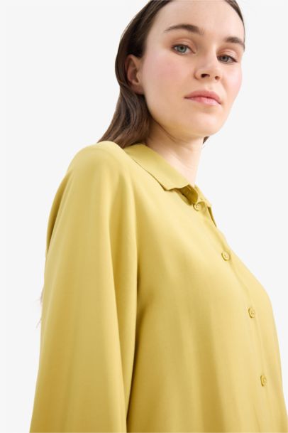 Regular Fit Viscose Shirt Collar Long Sleeve Tunic