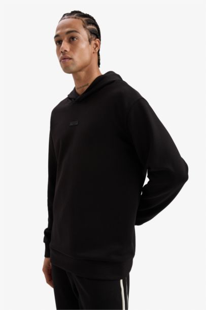 Standart Fit Kapüşonlu Skuba Dalgıç Kumaş Sporcu Sweatshirt