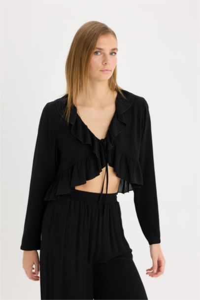 Regular Fit V-Neck Long Sleeve Blouse