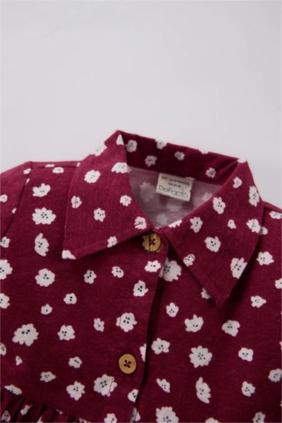 فستان بيبي بناتي فلورال كم طويل بياقة كبيرة